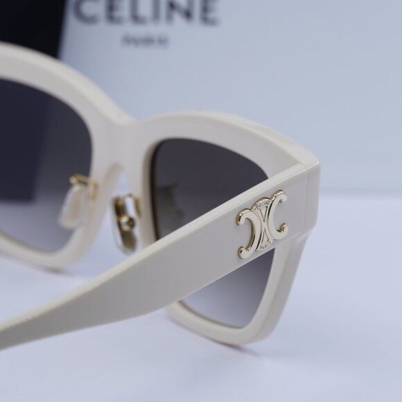 Celine CL40253F 25F TRIOMPHE Square Sunglasses - Cream/Brown Gradient - Picture 10 of 11
